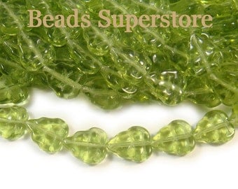 SALE 8 mm x 10 mm Olivine Czech Glass Leaf Bead - 25 pcs