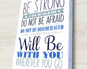 Bible Verse on Canvas, Joshua 1:9, Christian Art, Rustic Vintage Style, Bible Verse Wall Decor, Premium Canvas