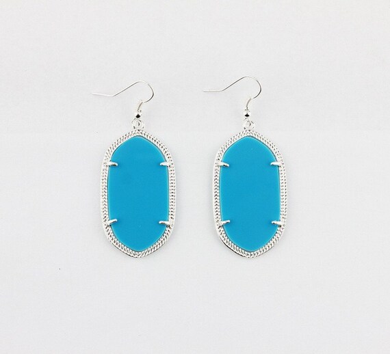 Blue/Aqua and Silver Statement Earrings by SparksPlace on Etsy