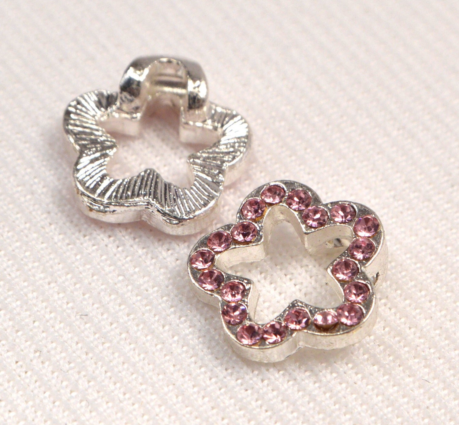 Pink Crystal Flower Charm, Light Pink Jewelry Charm Supplies, Baby Pink