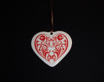 Ceramic Heart Ornament - Scandinavian Folk Art #572