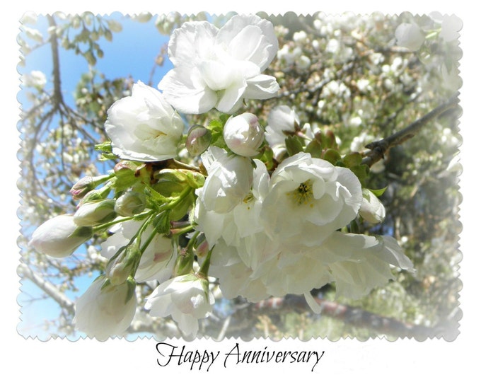 ANNIVERSARY Card by Pam of Pam's Fab Photos; blank inside handmade photo stationary with printed Script-Style text on embossed card stock