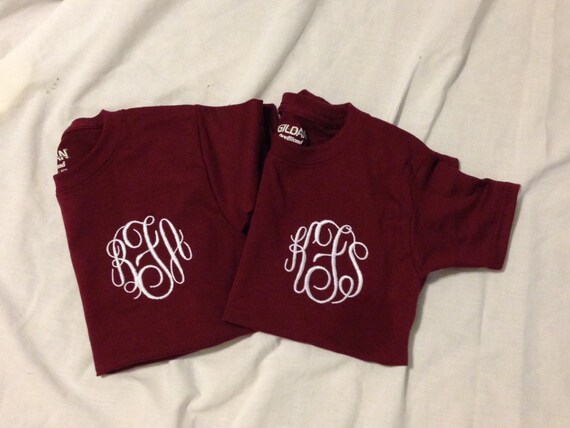 Maroon Monogrammed T-shirt Adult and Youth Sizes