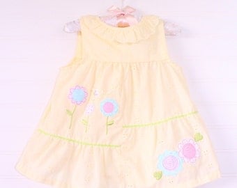 Vintage baby dress. Yellow eyelet dress , Little Bitty for 12 Mo