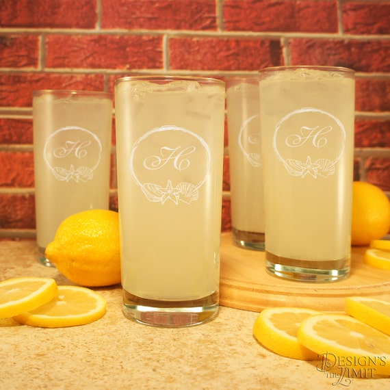 Personalized Highball Drinking Glasses Monogrammed with Choice
