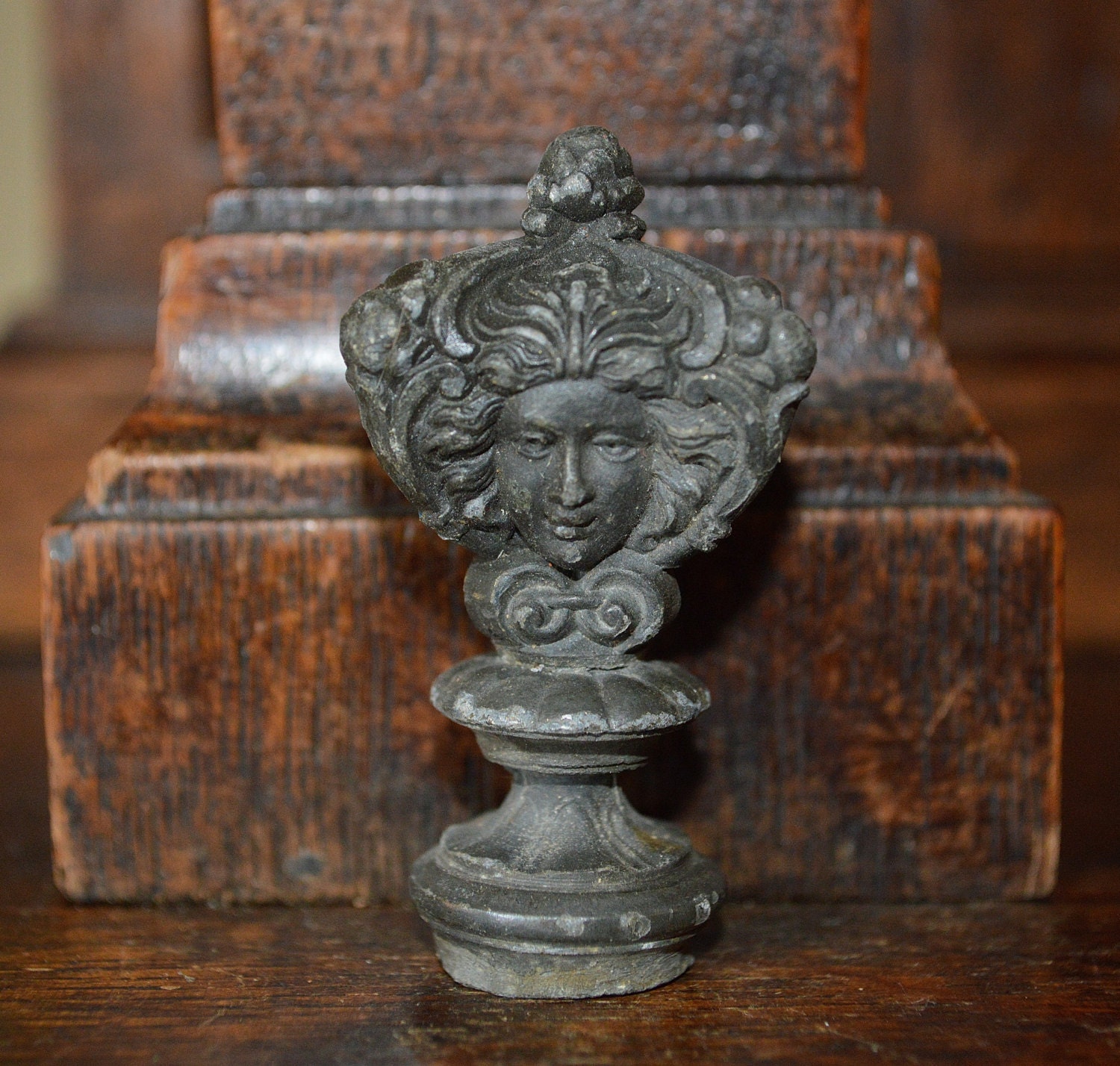 Antique French Candle Snuffer Ornate Cherub Female Crown