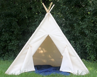 Canvas Teepee, Can Include Window, Ready to Ship, Play Tent, Kids Playhouse, Kids Teepee Tent, Teepee, Tie Open, Tie Closed, Poles Included