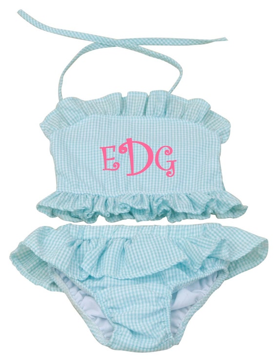 Items similar to Girls Gingham 2 Piece Swimsuit on Etsy
