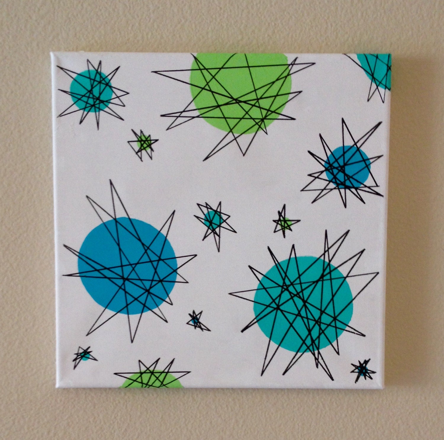 Mid Century Modern Wall art Atomic 1950s starburst painting