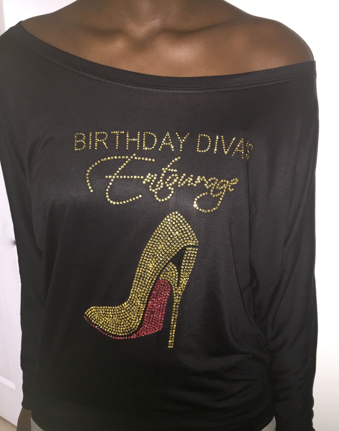 Gold Bling Off the Shoulder Birthday Shirts // Birthday
