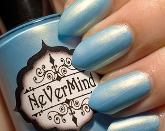 Light Blue - Gold Shimmer Nail Polish - Full Size 15ml Bottle - 5 Free - Angelic Polish / Raziel