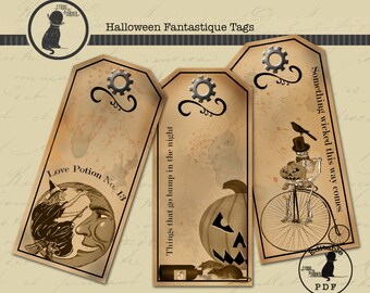 Printable Halloween Tags, Digital Halloween Tags, Halloween Labels, Printable Halloween Labels, Digital Halloween Tags, Instant Download