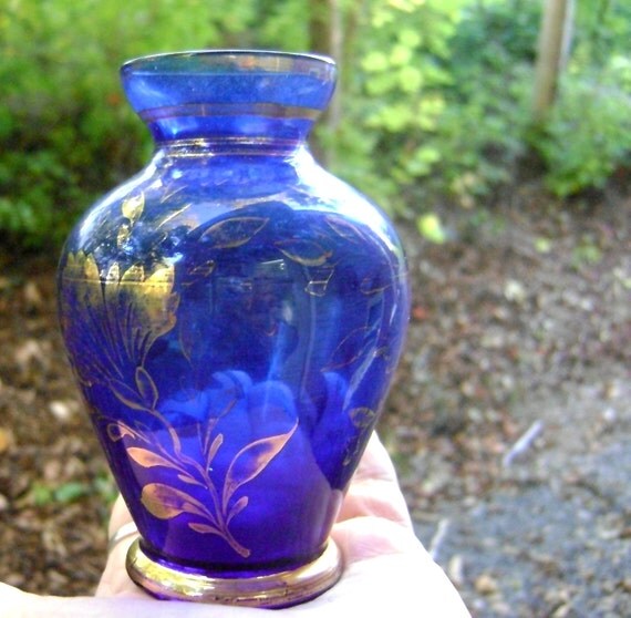 Blue Glass Vintage Vase Italian Made in Italy ON SALE