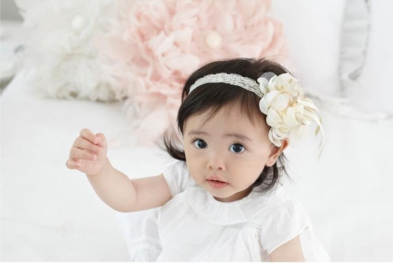 Items similar to Chiffon Flowers Baby Headband, Baby Elasticband on Etsy