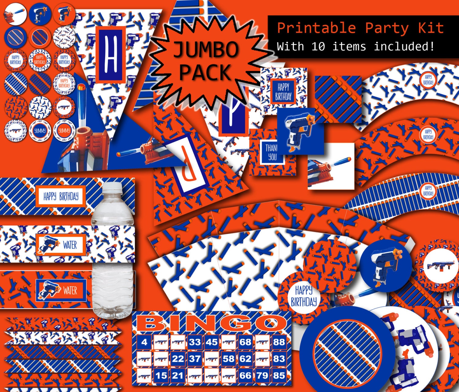 Nerf Printable Party Kit 10 ITEMS Printable Party Package