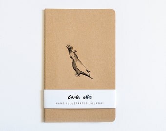 Moleskine Journal: Cockatoo, Hand Illustrated - Blank or Lined