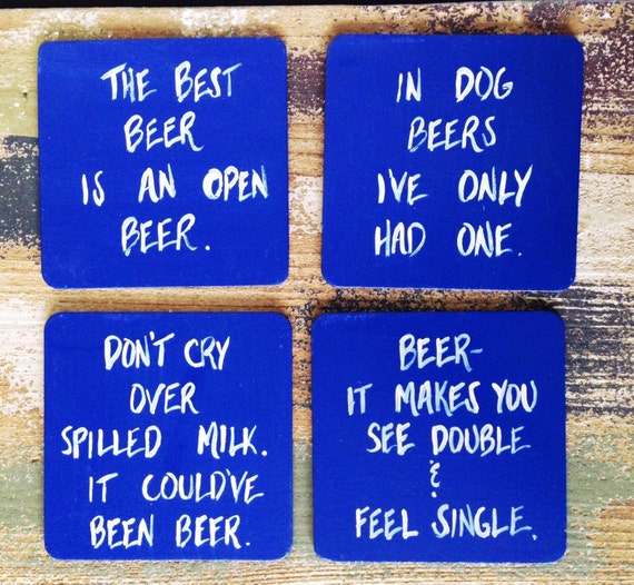 Beer Coasters Set of 4 Beer Coasters Alcohol by LifeUnsupervised