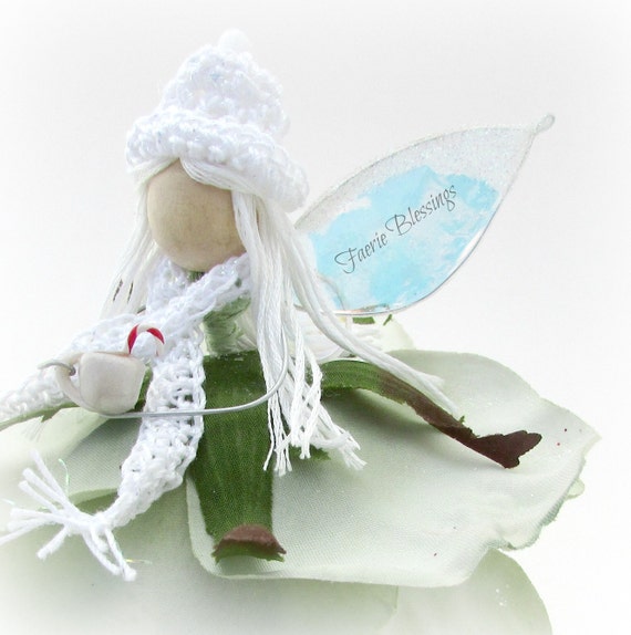 candy cane christmas angel fairy figurine