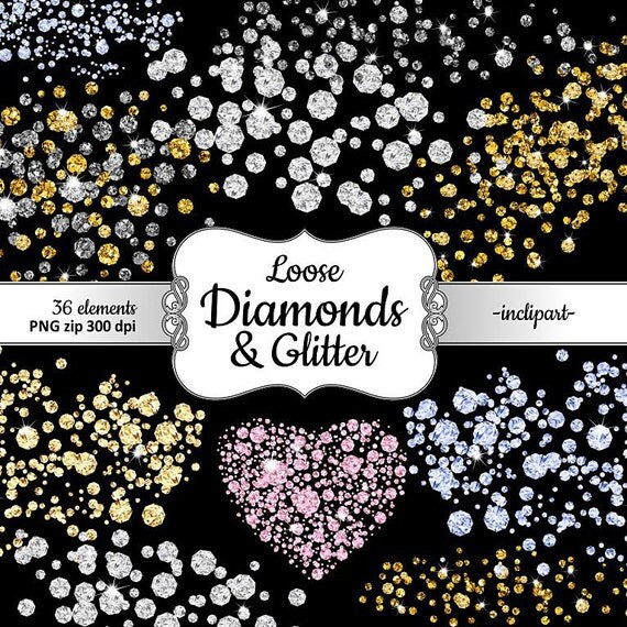 Download Diamond Clipart. Loose diamonds & glitter overlay clip art.