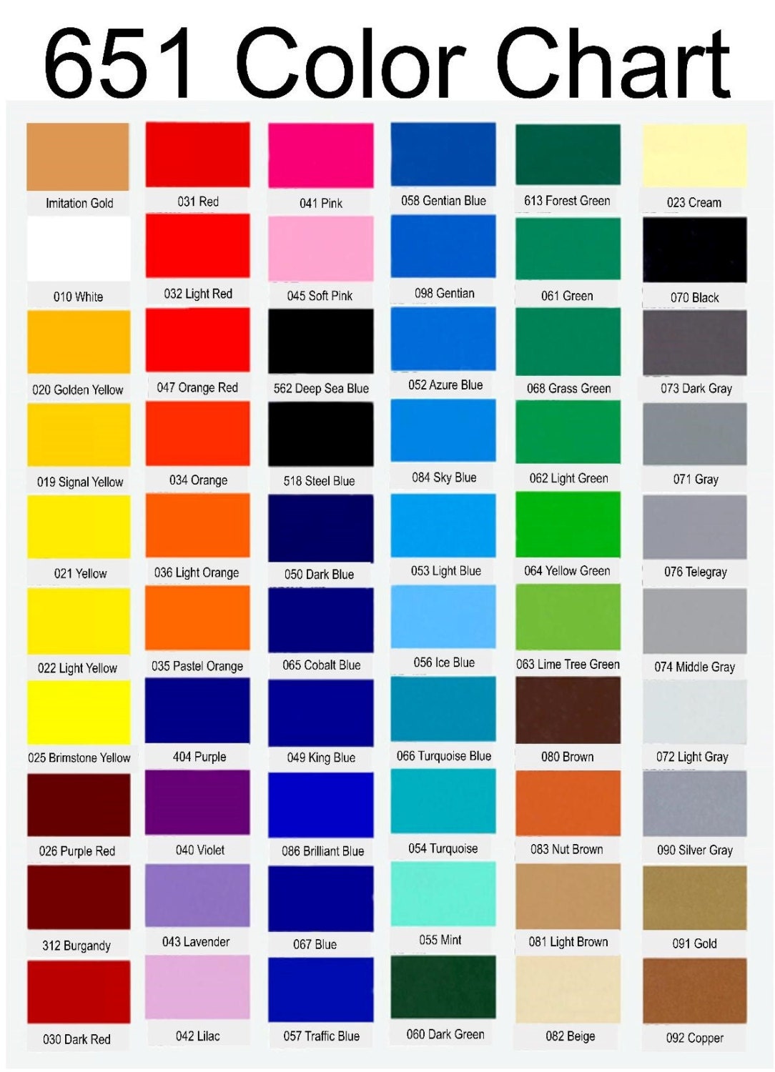 oracal 651 color guide