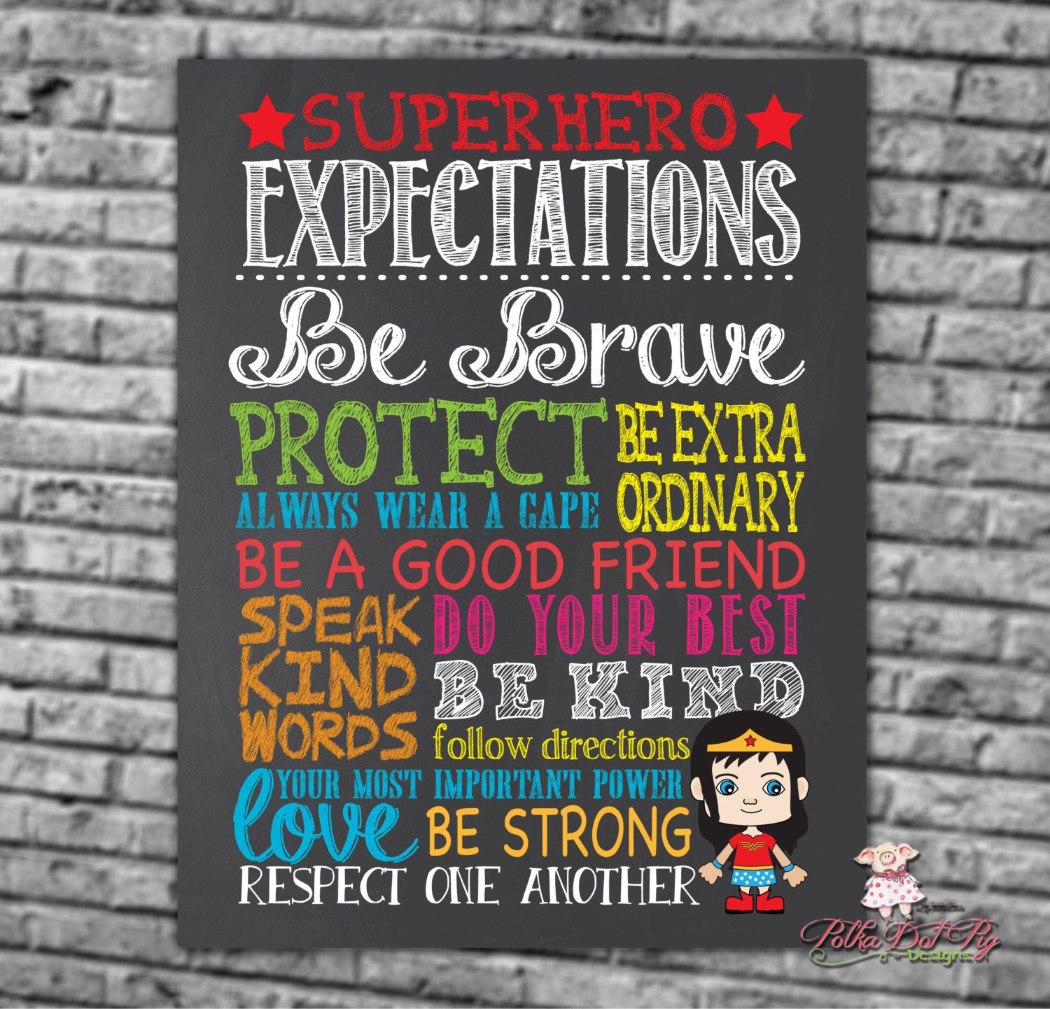 Superhero Chalkboard Poster Printable Teacher Chalkboard