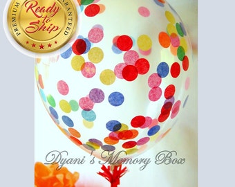 Set of 6 Clear Confetti-Filled Balloons / Choose your colors / Biodegradable Latex Balloon / Confetti Balloons / Rainbow Party Decor