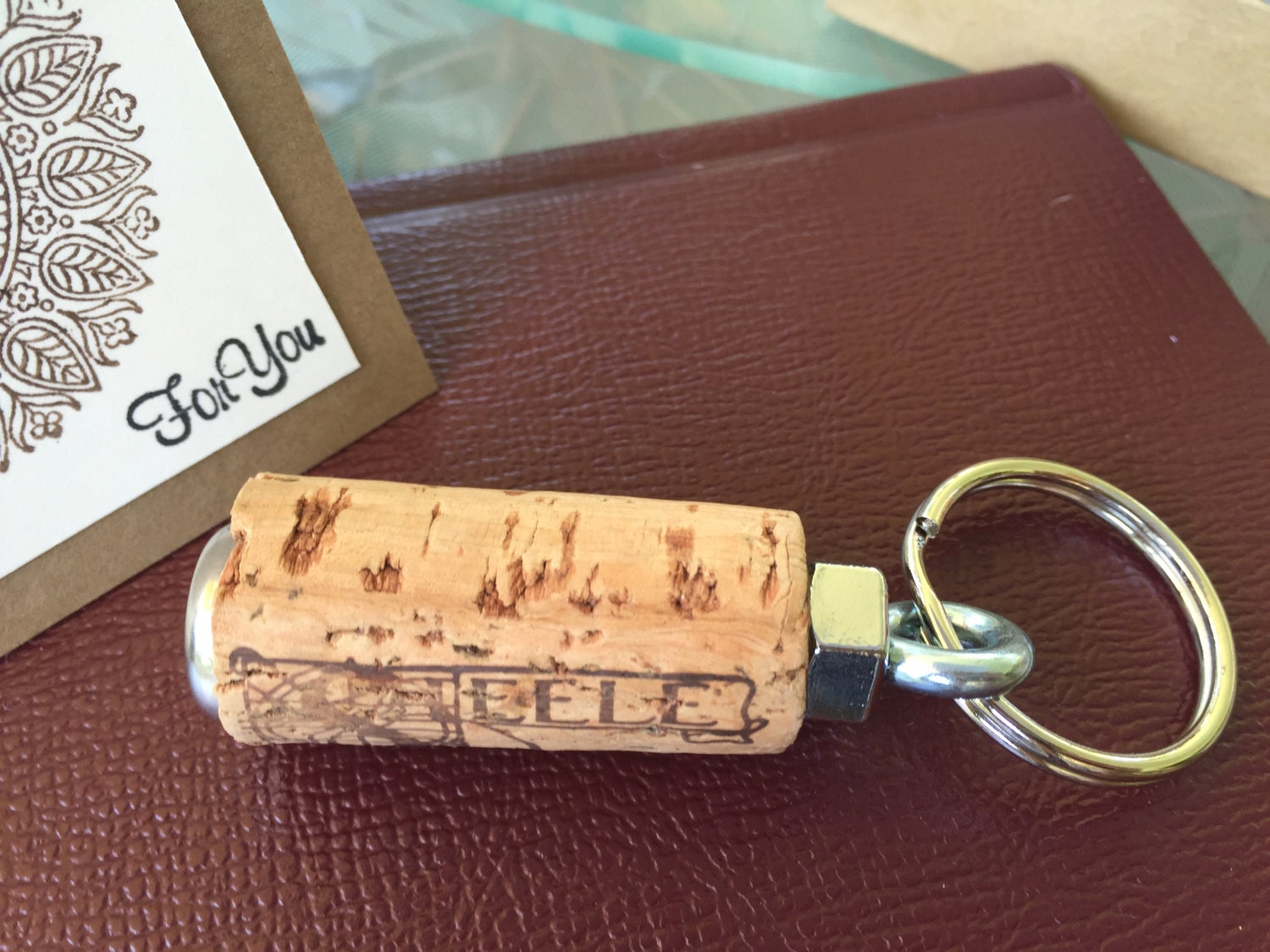 Wine Cork Key Ring Comes in gift box & by KimsCraftAttic on Etsy
