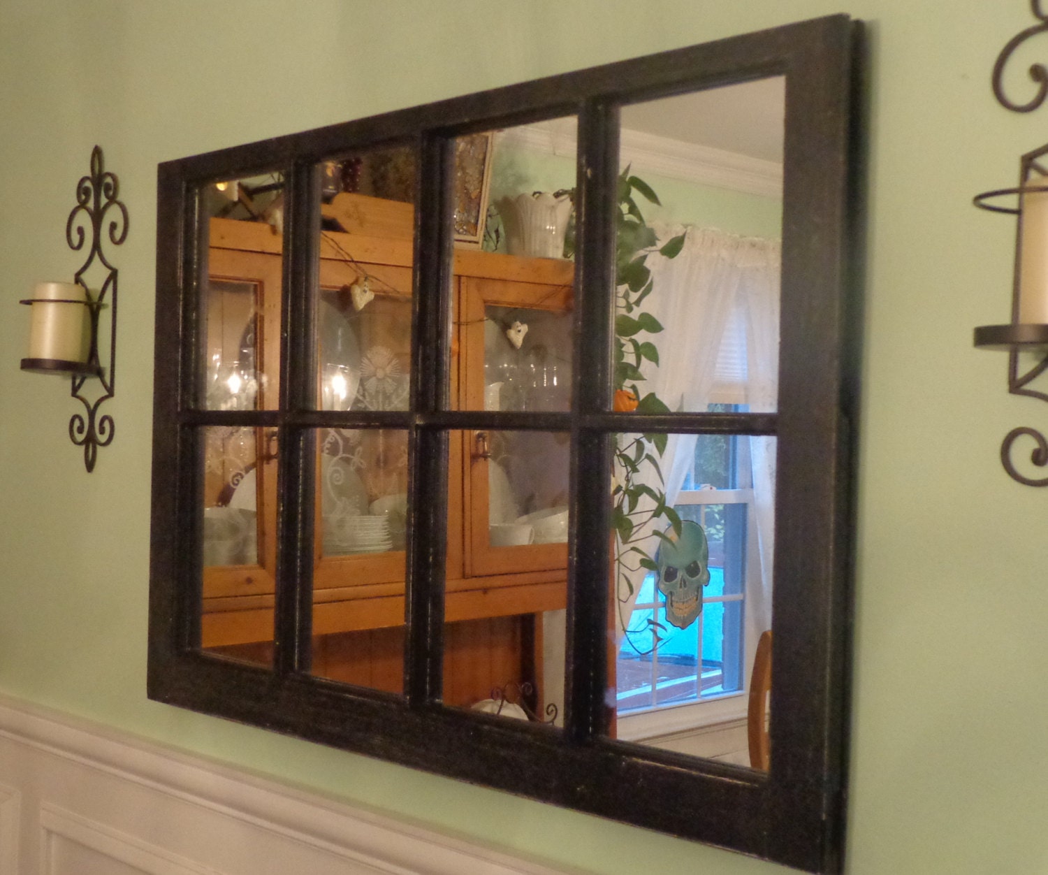 8 Pane Window Mirror by Lane of Lenore Black Wall Mirror