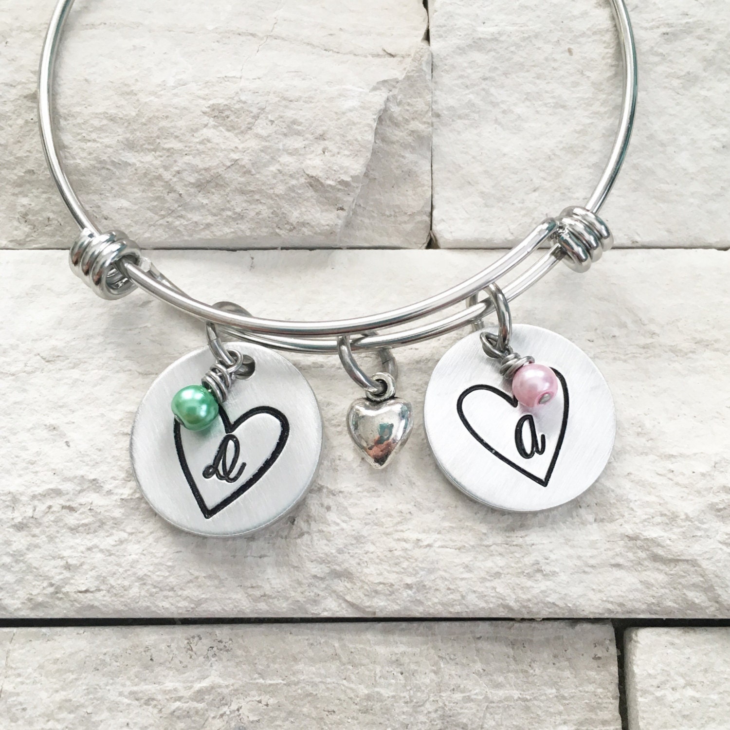 Personalized Couples Bracelet Initials Bracelet Birthstone