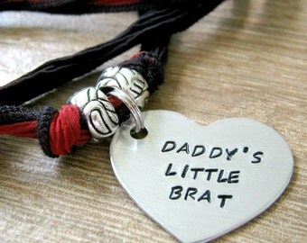 Daddy's Little Brat Necklace, Ribbon Necklace, DDlg Necklace, Daddy's girl Collar, Daddy's Brat, Ribbon Collar, DDLG collar, BDSM choker
