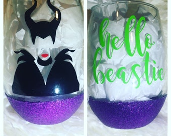 Maleficent Hello Beastie Wine glass
