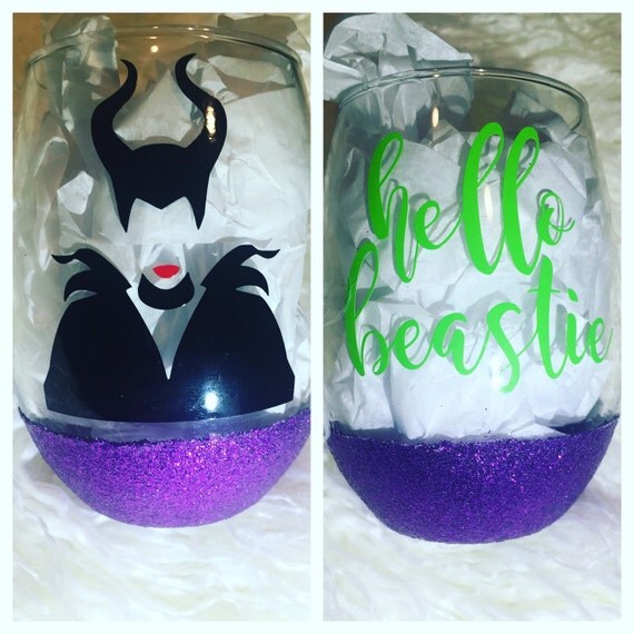 Maleficent/ Hello Beastie Wine glass/ Disney Villain/ Disney