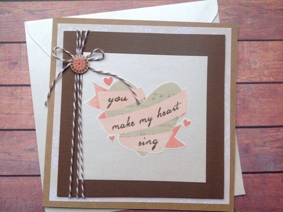 Items similar to Handmade card, love heart card, anniversary card on Etsy