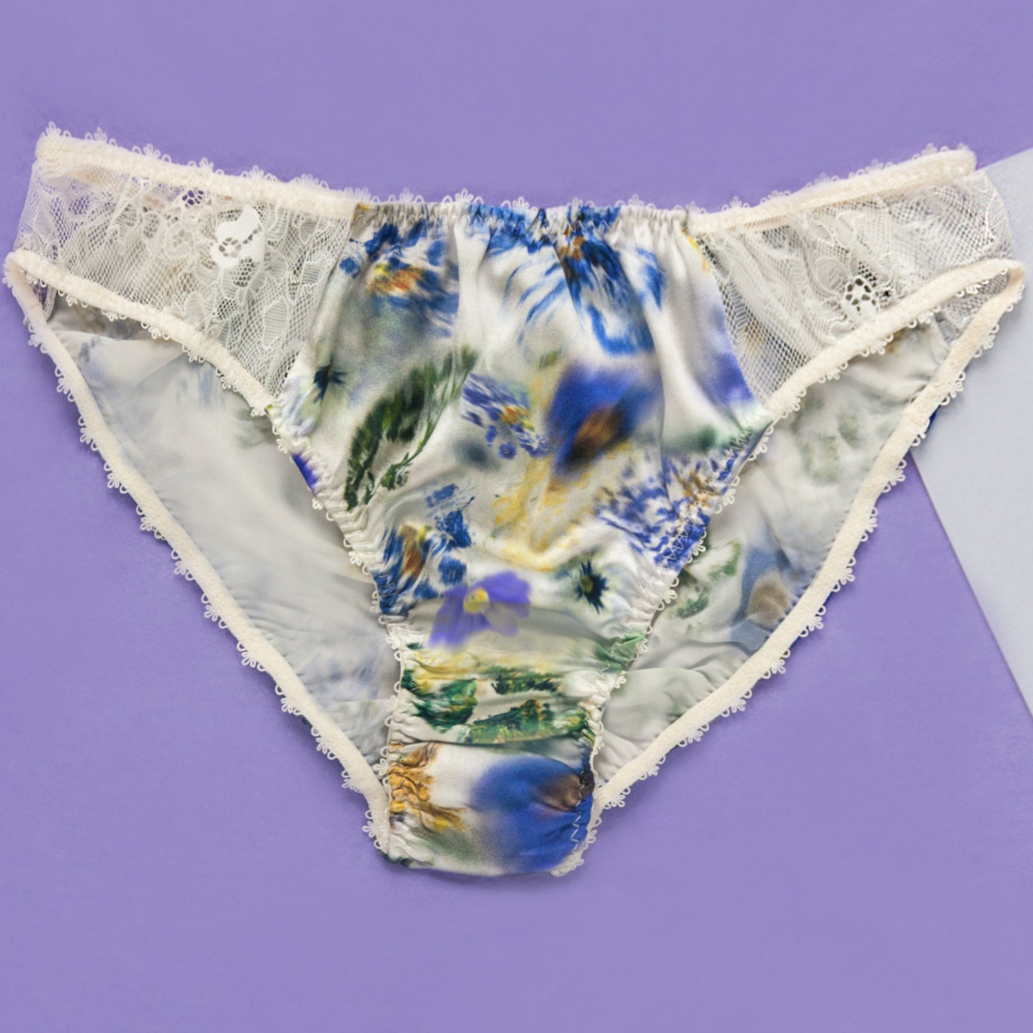 Satin Panties Floral Knicker Silk Brief Silky Panties 6790