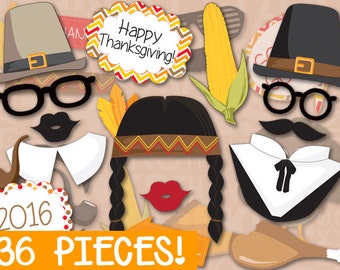 MEGA PACK Thanksgiving Photo booth Props - PRINTABLE - 36 piece - Instant Download, Print, Party - Holiday Photobooth Paper Props Diy