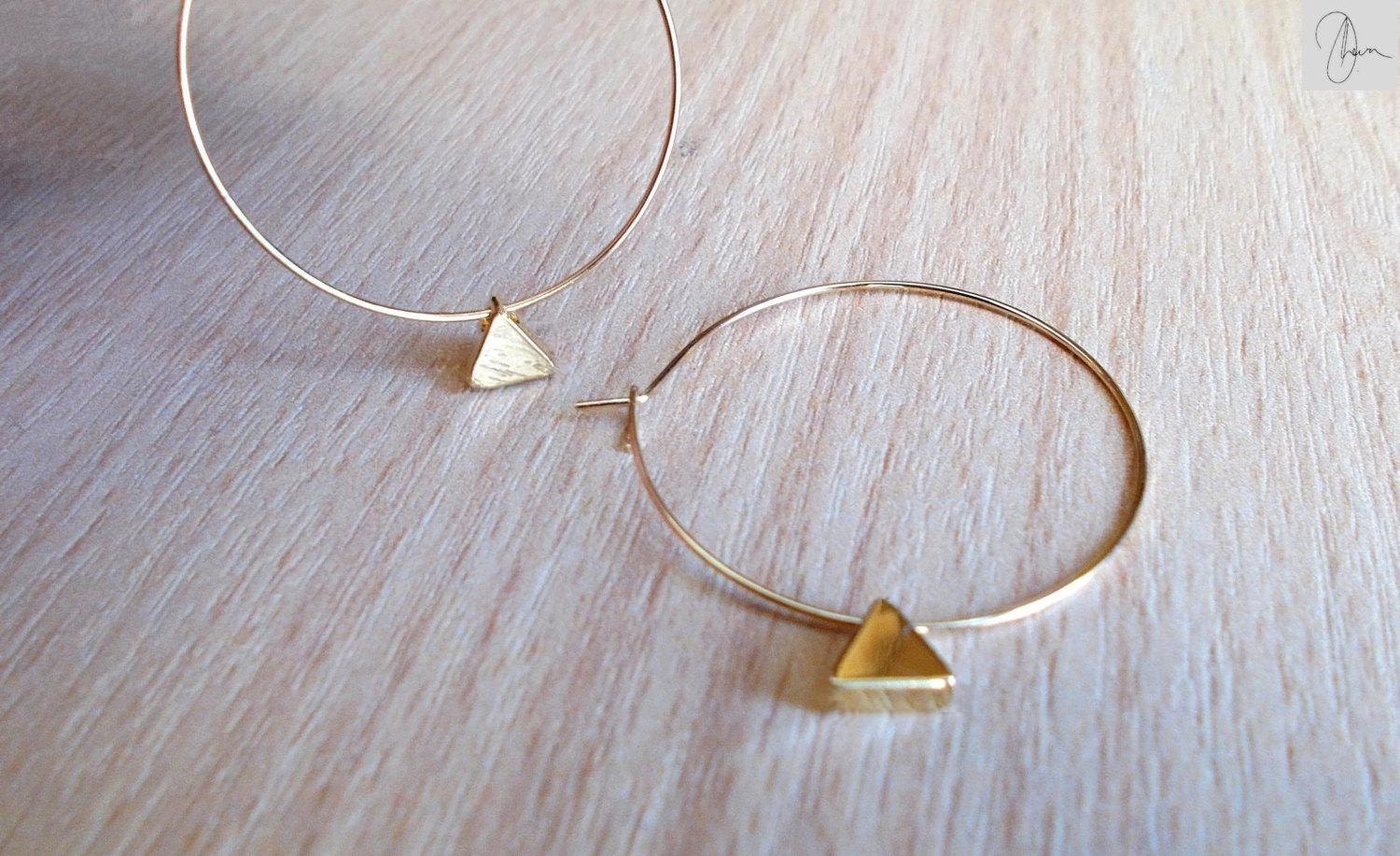 Gold Triangle Hoop Earrings 3cm Gold Plated Hoops Tiny