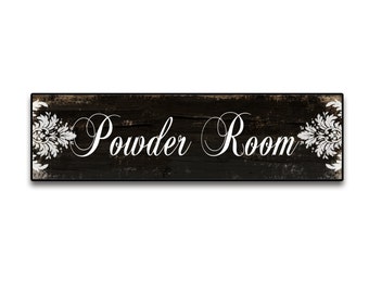 Black and white powder room signs Bathroom signs Restroom decor Business signs Elegant Powder room signs boutique signs 18.25"x5"
