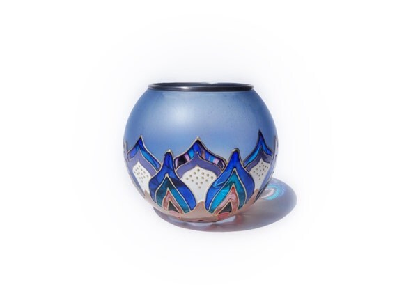 Sacred Geometry Painted Glass Candle Holder by MilliartGlass