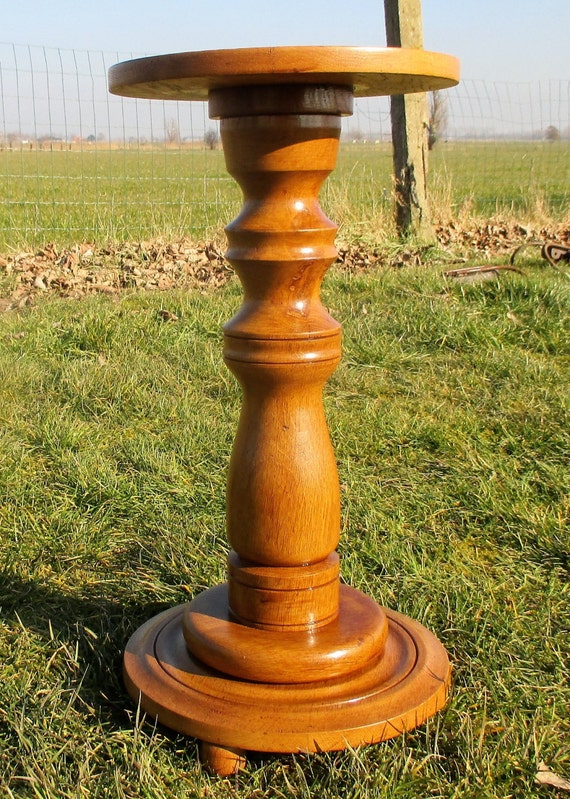 Lovely Small Carved Wood Plant Stand Pedestal side table