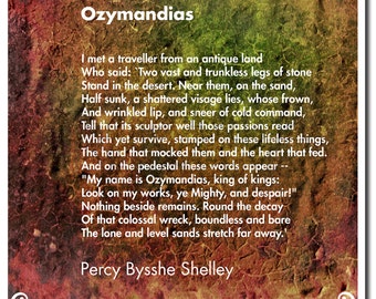 Items similar to Ozymandias Sonnet by Percy Bysshe Shelley - Ramesses ...