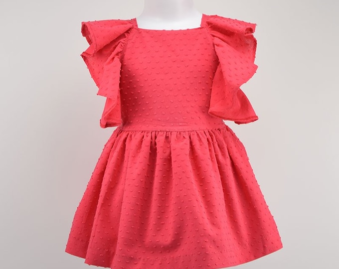 Girl's Red Dress, Children's Clothing, Framboise pink Dress, Kids Dress, Toddler dress, Party red dress, Red Lace Dress,Red Romantic Dress