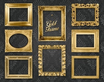 Gold Picture Frame Clip Art Clipart: "Gold Frames" digital gold frames, ornate picture frames for scrapbooking, collages