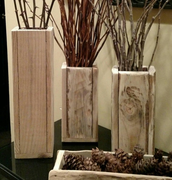 Tall Wood Vases for Displaying long Ornamental by NorthWestWonders