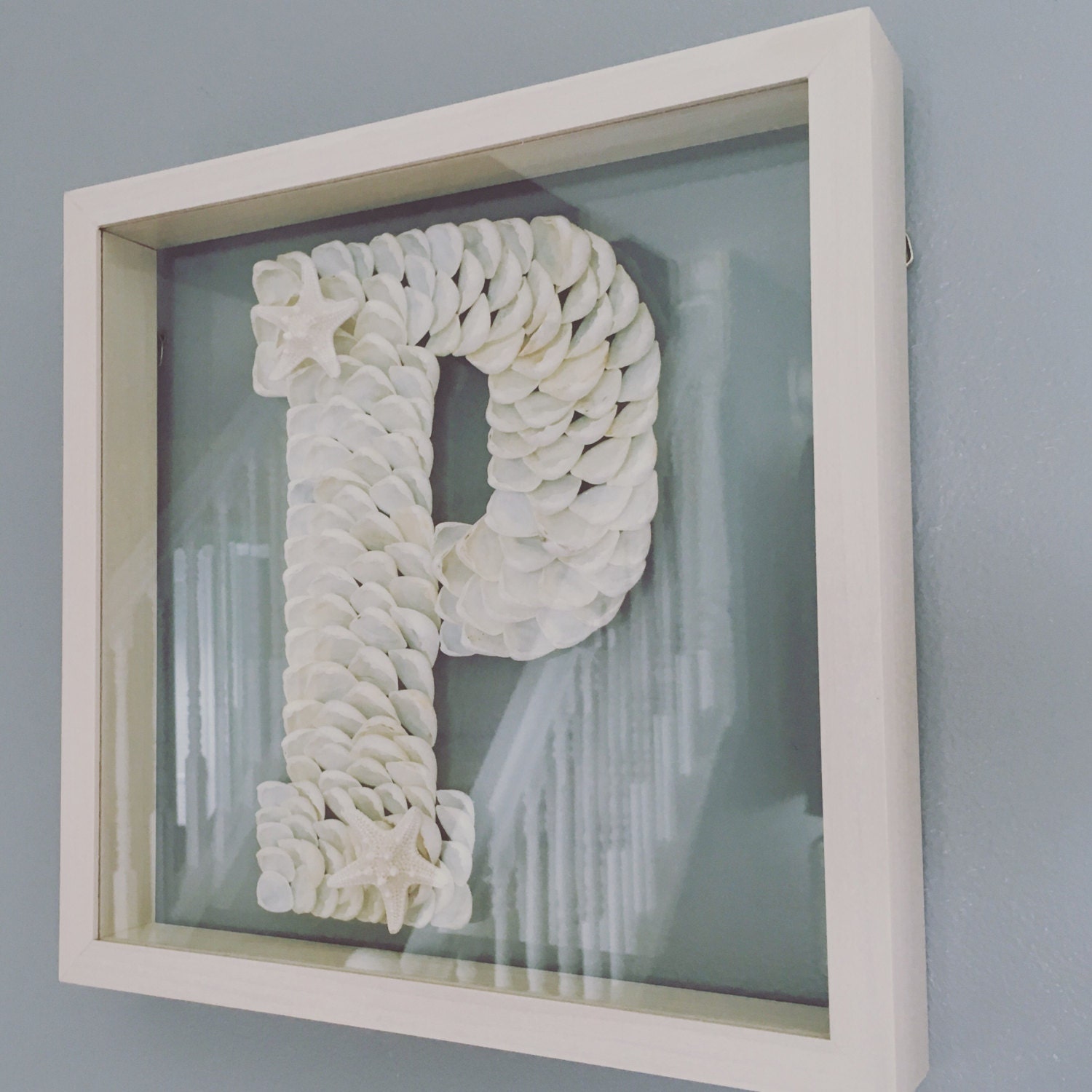 Glass shadow box letter. Letter art.