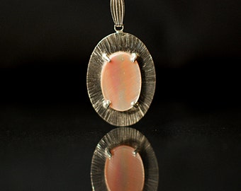 Pink Mother-of-Pearl and Hammered Silver Pendant