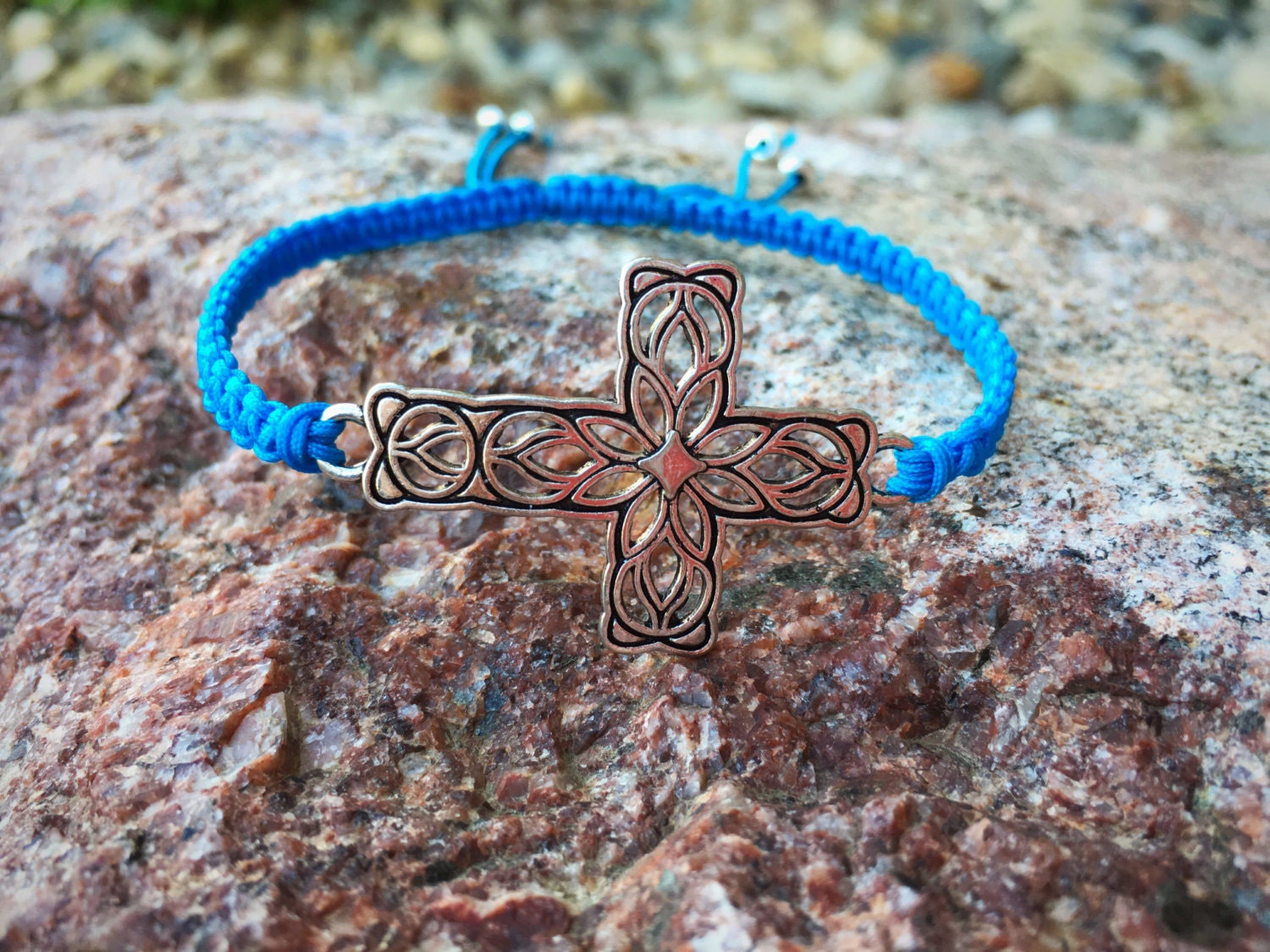 Macrame Cross Bracelet Faith Bracelet by StringAndStitch on Etsy