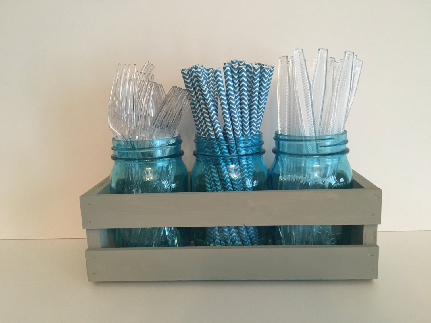Utensil Caddy Wooden Caddy Mason Jar Caddy Mason Jar