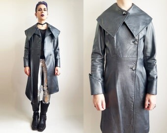 Long leather coat | Etsy