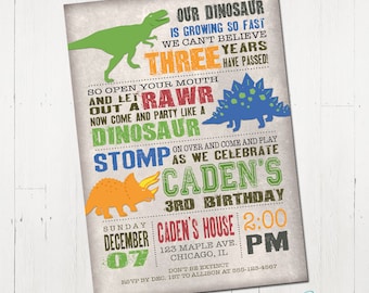 Dinosaur Birthday Invitation, Dinosaur Invitation, Dinosaur Printable Invitation, Dinosaur Invite, Dinosaur Party, Printable Invitation
