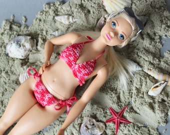 Curvy Barbie clothes - pink Barbie Fashionista fashion doll clothing, evolution plus size Barbie doll swimsuit